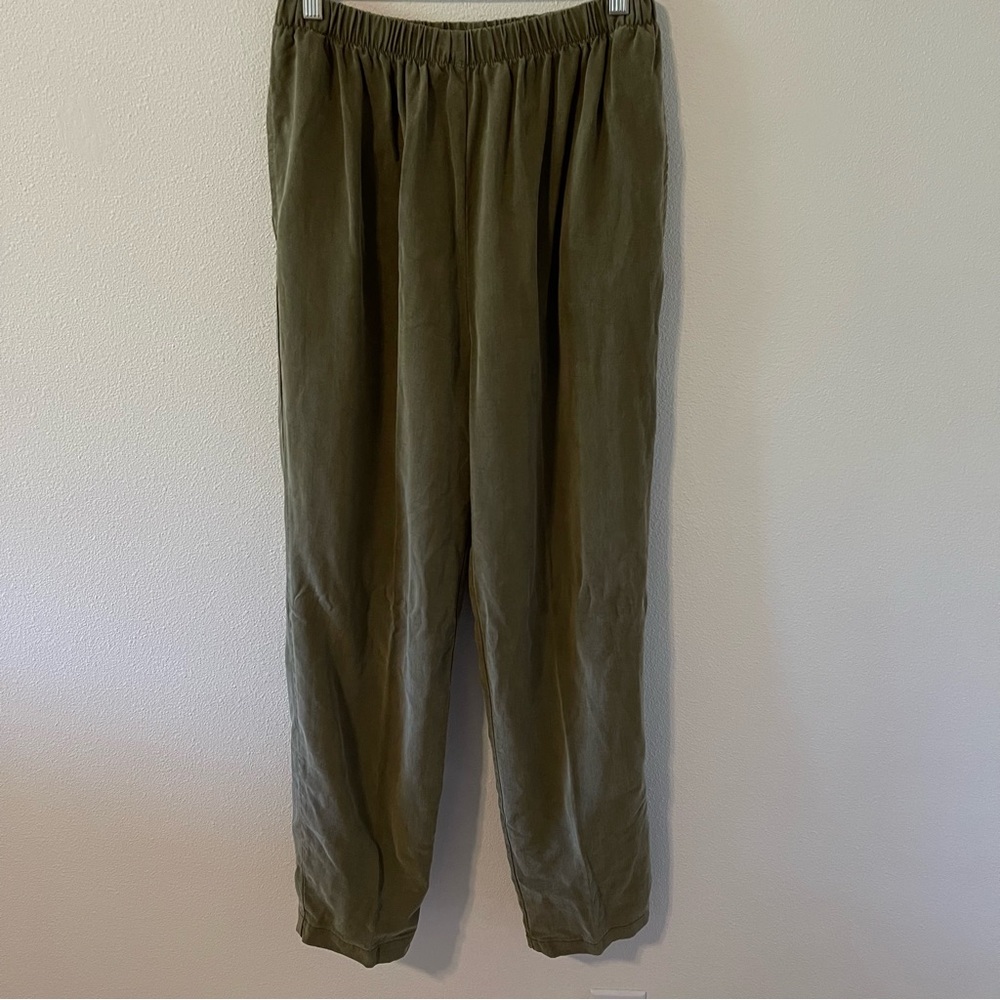 Vintage Amanda Gray Tencel High Rise Pull On Loungewear Pants Olive Green-M
